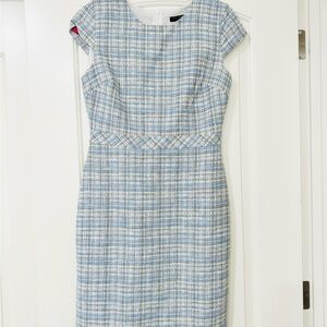 Banana Republic Blue and White Plaid Midi Dress